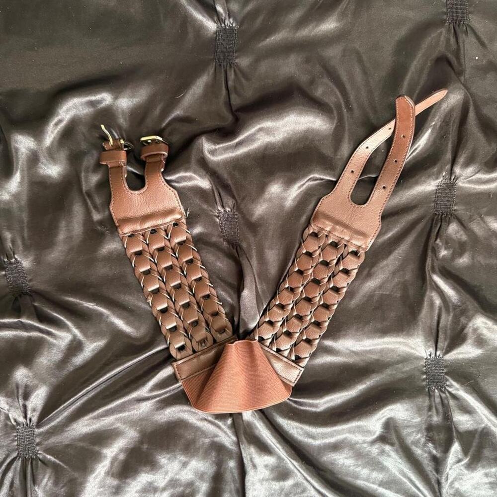 Brown leather waist belt